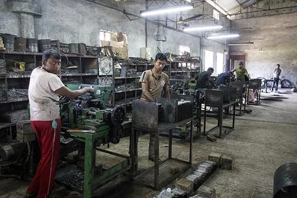 Machinists at work in the factory
