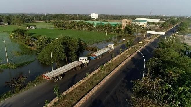 Aerial view of the PCL site beside the highway