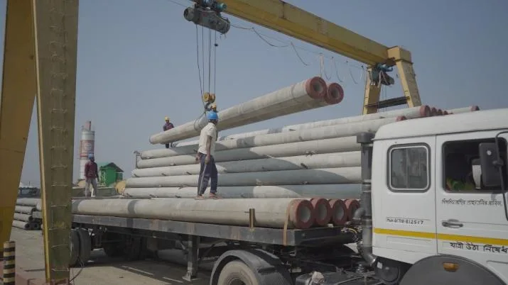 PHC piles loaded for delivery